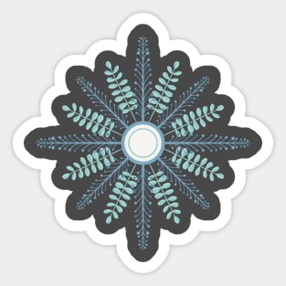 Folk Art Leaf Snowlake Sticker